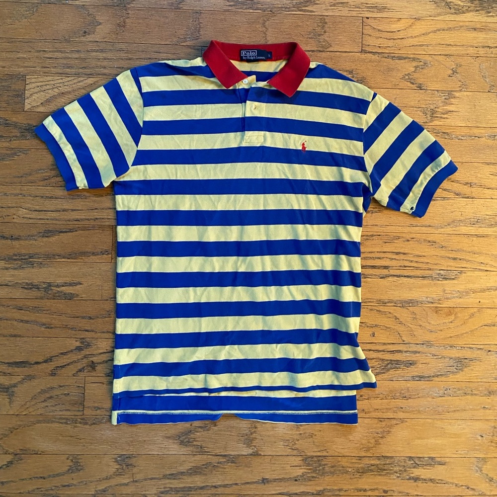 Vintage Ralph Lauren Polo Stripe Shirt L Superman - Picture 2 of 3